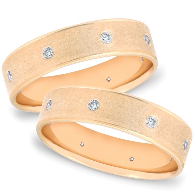 Ensemble de Bague de Mariage en Diamant Brossé Confort 2ct Or