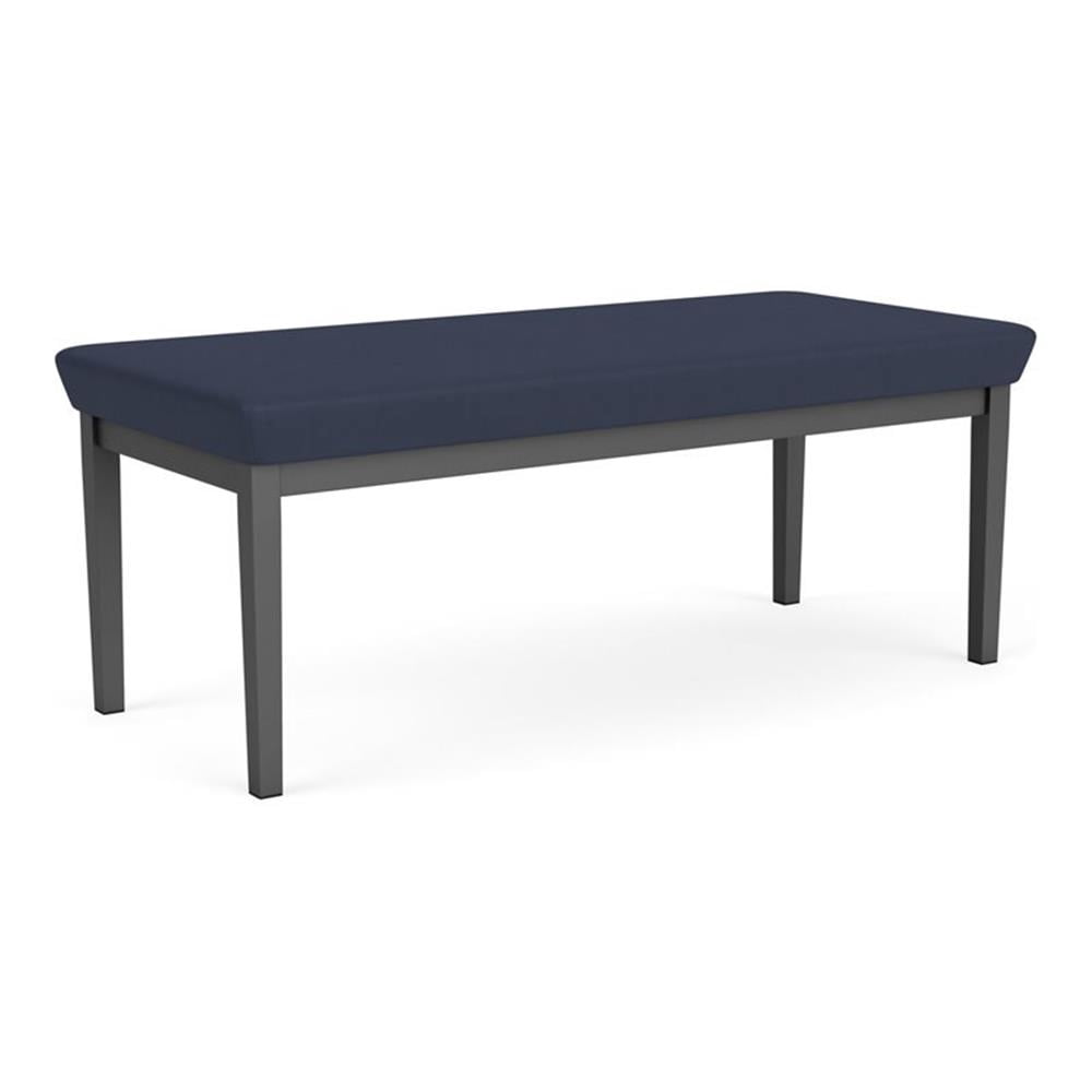 Lenox Steel Reception Waiting Room 2-Seat Bench / Charcoal Steel / Blue