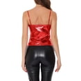thumbnail image 3 of INSPIRE CHIC Camisole Métallique Sans Manches Ajustée Brillante Holographique de Fête de Noël pour Femme G Rouge, 3 of 7