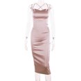 thumbnail image 4 of Fridja Womens Solid Color Hanging Neck Open Back Slim Band Hip Wrap Dress, 4 of 7