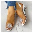 thumbnail image 1 of CAROOTU Studded Flower Design Transparent Sandals See-Through Rhinestone Wedge Heel Sandals Lady's Casual, 1 of 6