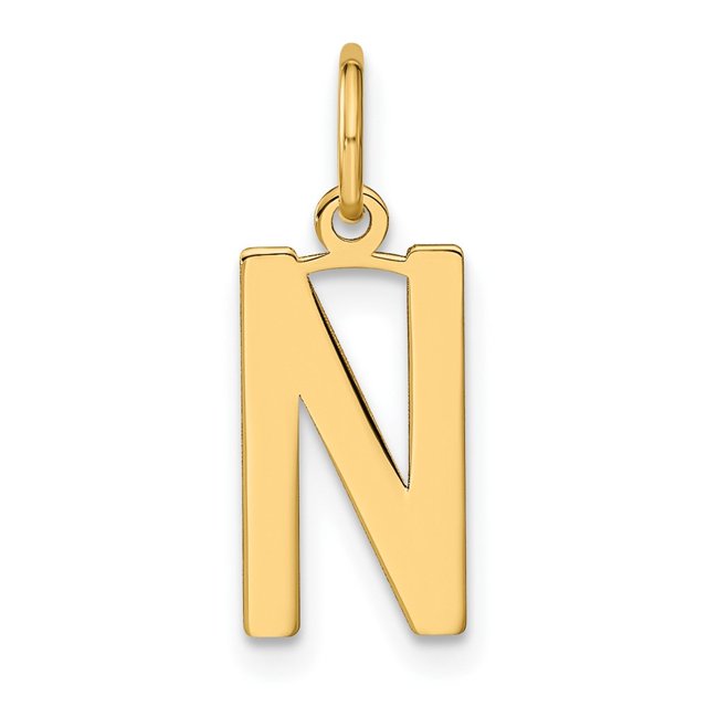 Diamond2Deal 14K Yellow Gold Letter N Initial Pendant for Women