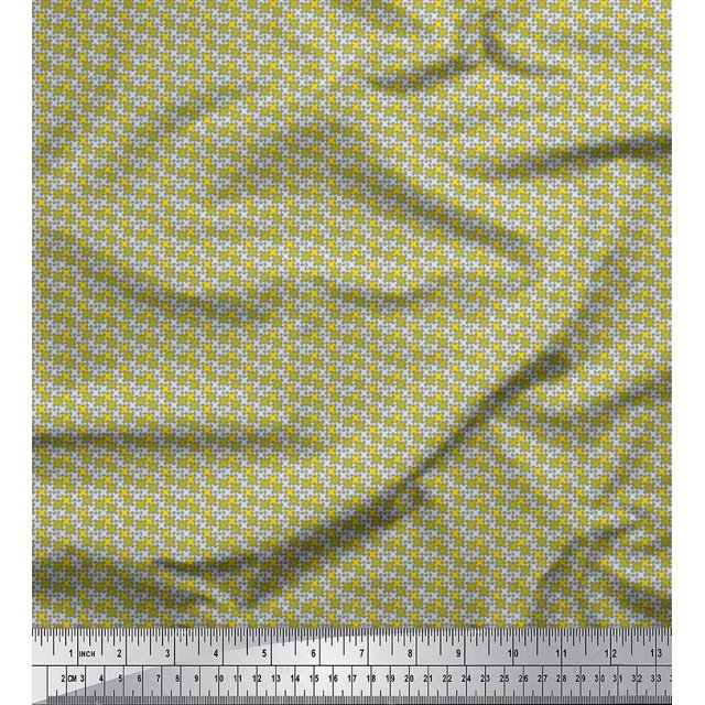 Soimoi Modal Satin Fabric Diamond & Cross Sign Shirting Fabric Prints by Yard 42 Inch Wide