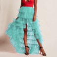 thumbnail image 2 of Jupe Longue Plissée Taille Haute à Volants en Tulle pour Femmes, 2 of 5
