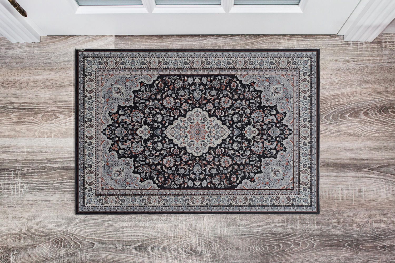 Tapis Emerald Grenier marine & bleu de 5 pi x 7 pi