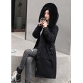 thumbnail image 3 of Ladies long down cotton winter warm jacket coat with detachable plush lining, 3 of 4