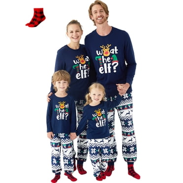 PatPat Family Christmas Pajamas for Women 2 Piece Long Sleeve Blue Elf Top & Pants Set Matching PJs Holiday Loungewear Women L