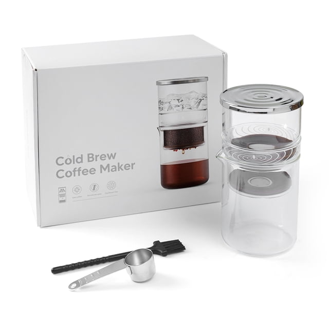 300ml10.15oz Cold Brew Coffee Maker for Tea and Coffee Extraction Borosilicate Glass Dripper Iced Coffee Brewer Maker with Cleaning Brush Spoon for Home Office Travel