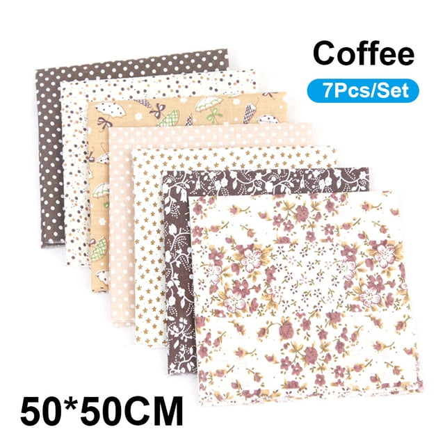 Zootealy 7Pcs/Set DIY Assorted Pattern Floral Printed Patchwork Cotton Fabric Cloth Sewing Quilting Cloth 500x500mm