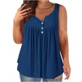 thumbnail image 2 of Dealovy Débardeurs Grande Taille pour Femmes Décontracté Sans Manches Col Rond Boutons Froncés Couleur Unie T-Shirts Amples Fluides, 2 of 5