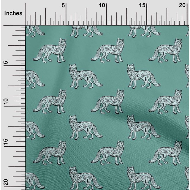 oneOone Polyester Lycra Fabric Fox Block Print Sewing Fabric BTY 56 Inch Wide