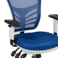 thumbnail image 3 of Mid-Back Blue Mesh Multifunction Executive Swivel Ergonomic Office Chair with Adjustable Arms and White Frame, 3 of 9