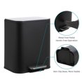 thumbnail image 2 of Kitchen Trash Can, Stainless Steel Garbage Can With Soft-Close Lid, Foot Pedal and Removable Inner Basket, Black Rectangular Small Step Waste Bin for Office Bedroom Bathroom Living Room, 2 of 8