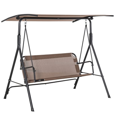 Outsunny Balançoire de Patio pour 2 Personnes avec Auvent Réglable pour Porche et Jardin