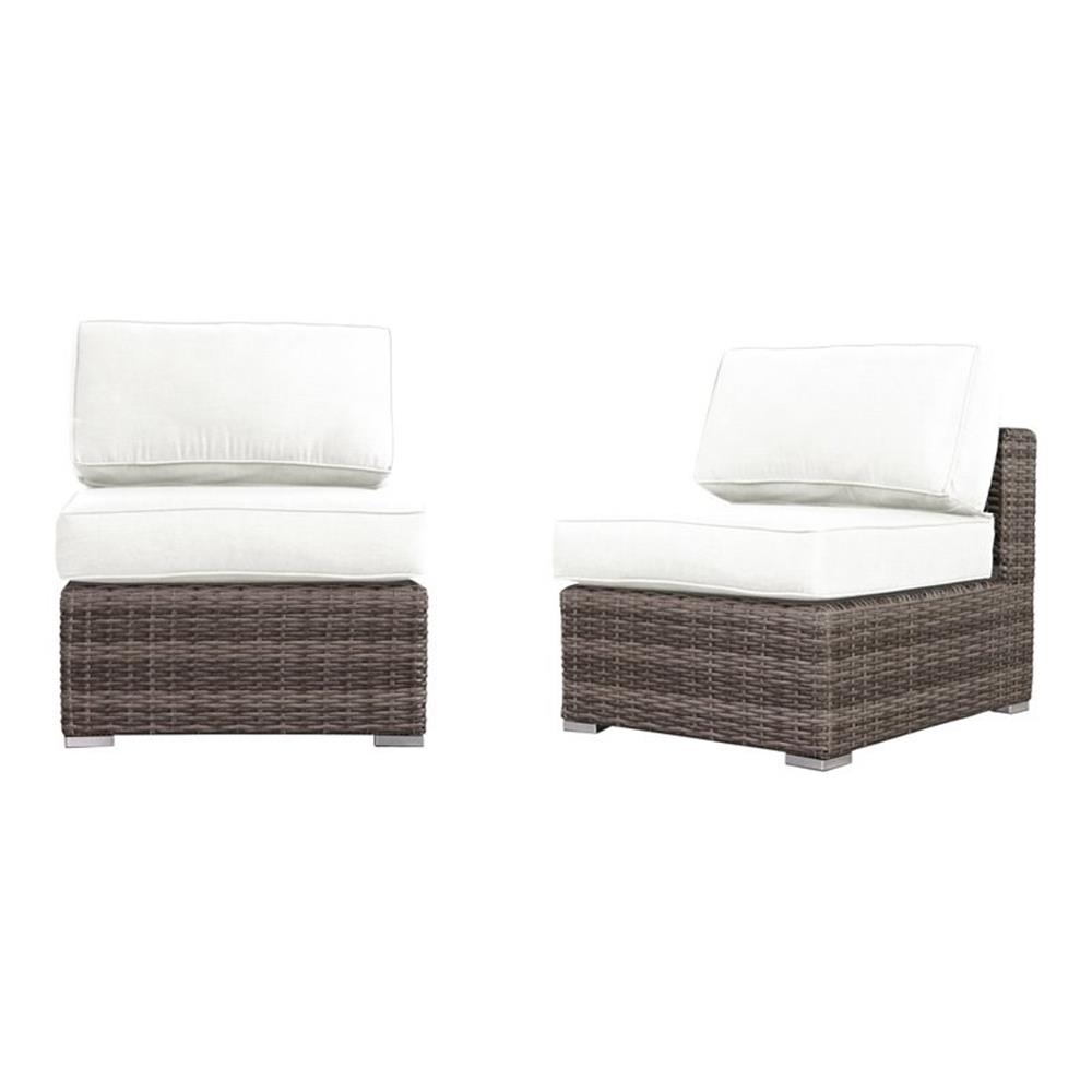Living Source International Ensemble de Sièges en Osier 2 Pcs avec Coussins, Gris