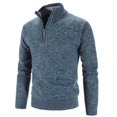thumbnail image 2 of Men's Half High Neck Pullover Bottom Shirt Slim Winter Half Zipper Knit Simple Solid Colour Sweater Clothes, 2 of 2