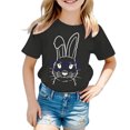 thumbnail image 2 of PMVFHDE T-Shirt Imprimé Lapin de Pâques pour Filles - Mignon Col Rond Manches Courtes pour Printemps Vacances, Fête de Pâques & Tenues Décontractées (Doux & Confortable) Noir, 1-2 Ans, 2 of 3