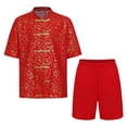 thumbnail image 1 of Oyolan Garçons Coton Uniforme Tang Brodé Dragon Traditionnel Chinois Kung-Fu Tang Arts Martiaux Ensembles Rouge-H 170, 1 of 6