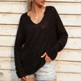 thumbnail image 1 of Qertyioot Chandails à Col en V pour Femmes Mode Automne Décontractée Manches Longues Tricotées, 1 of 6