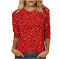 thumbnail image 2 of SDNall Mode pour Femmes 3/4 Manches Col Rond Imprimé Tops Ample Blouse, 2 of 9