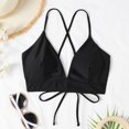 thumbnail image 2 of HNMKIU Full Coverage Bra 2023 New Black Split Swimsuit Top Lace Up Backless Bra, 2 of 4