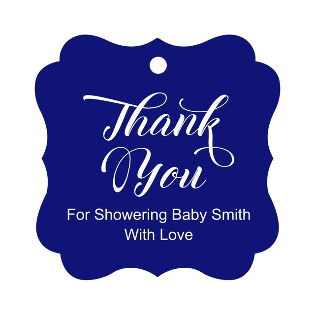 Darling Souvenir Baby Shower Thank you Favor Tags Custom Hang Gift Tags-Blue-100 Tags