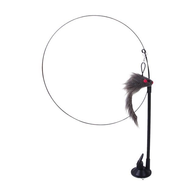 Milaget Cat Stick Toys Teaser Rod Pet Feather Toy for Exercise Playing IQ Training Grey mouse
