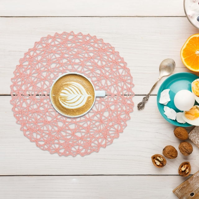 pdqouc 6 Pack Fine Paper Rope Messy Knitting Placemats Paper Placemats Restaurant Table Decoration Kindergarten DIY Props Background Plate Mat Round Table Place Mats Indoor Dining
