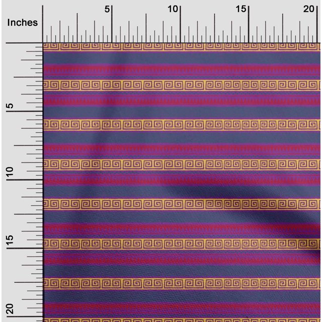 oneOone Cotton Silk Fabric Chevron & Greek Key Block Print Fabric BTY 42 Inch Wide