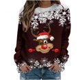 thumbnail image 1 of Femmes Pull Pulls- Pull Drop Épaule Col Rond Manches Longues Noël Tricot Sweat-Shirts Floraux Occasionnels Tops pour L Automne / Printemps / Hiver Rouge L, 1 of 7