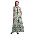 thumbnail image 1 of Bimba Feuilles Femmes Imprimé Fente avant Sans Manches Maxi Été Longue Robe Décontractée-Xx-Grand, 1 of 5