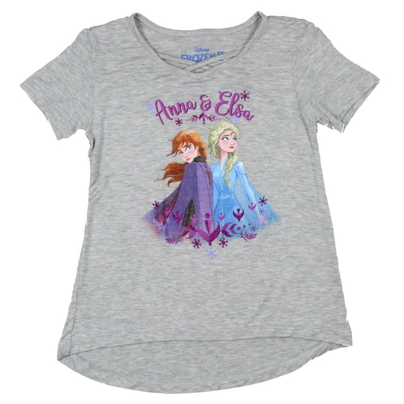 Disney Girls Frozen II Anna Elsa Glitter Accent T-Shirt (2T)