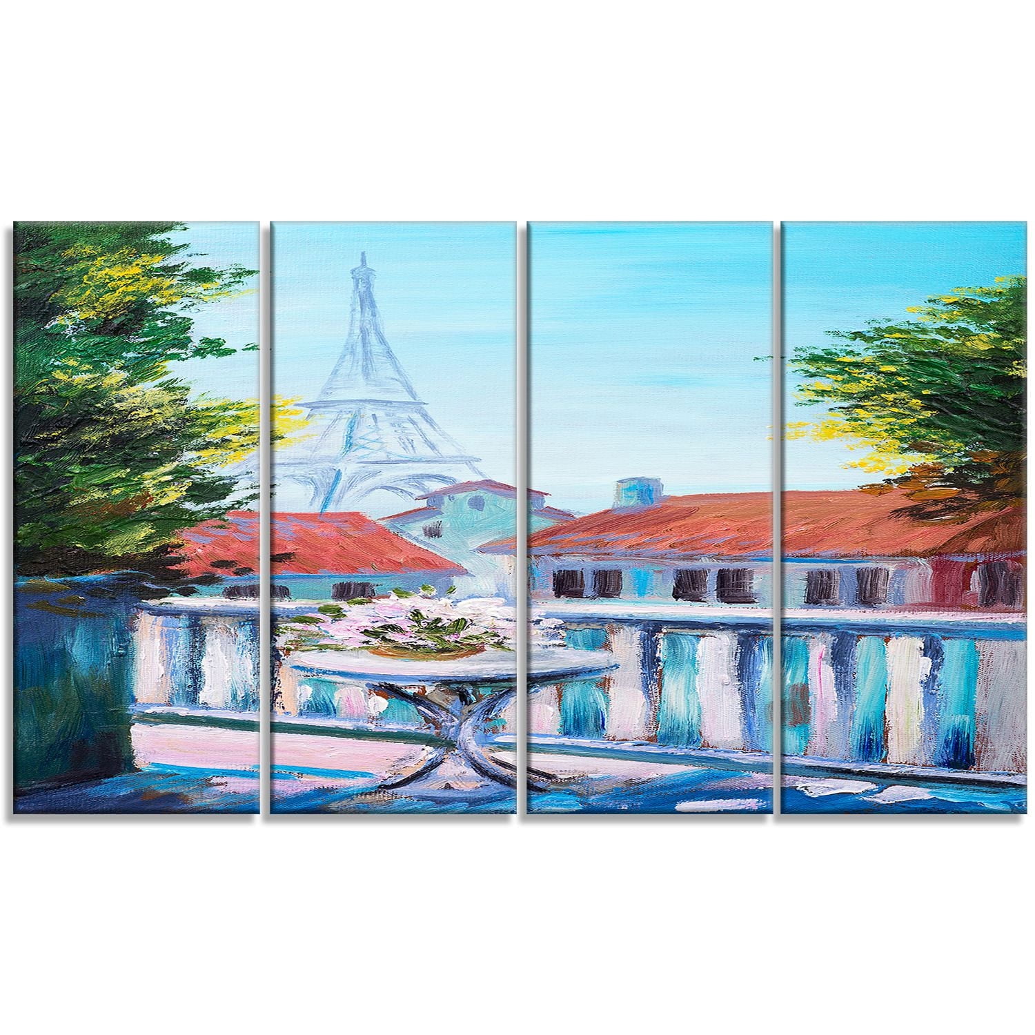Design Art Paris Eiffel Tower Multipanel Landscape Large Metal Wall Art