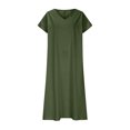 thumbnail image 4 of Mgmyaa Robe Fille Enfants Été Manches Courtes Col en V Chandail Longue Robe Plage Évasée Robe Décontractée, 4 of 5