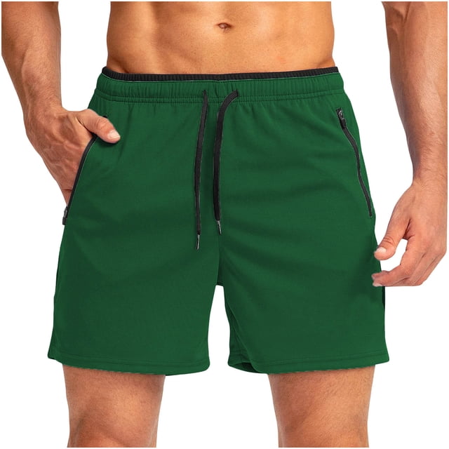 asjyhkr Mens Gym Shorts Zip Pockets Elastic Waist Drawstring Shorts Quick Drying Breathable Athletic Shorts