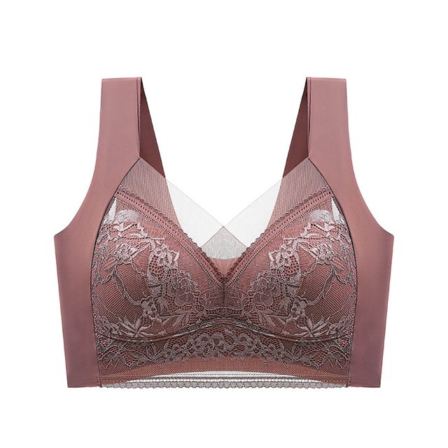 Timegard 2pc Lace Bras for Women Plus Size Full Coverage Mesh High Support Breathable Comfort Seamless Bra