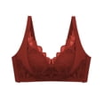 thumbnail image 4 of HVOBTTY Soutien-Gorge Rehausseur Sans Fil pour Femmes, Soutien-Gorge Quotidien pour Femmes Mode Couleur Unie Transparent Dentelle Sans Armatures Bonnets Fixes Effet Rassemblement Rouge, 32, 4 of 4
