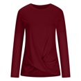thumbnail image 3 of Yuyuzo Tunique Ou Hauts à Porter avec des Leggings pour Femmes, T-Shirts Décontractés à Manches Longues à Col Rond, T-Shirt Torsadé à l'Avant, Blouse, 3 of 5