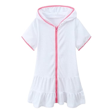 WEAIXIMIUNG Robes de Demoiselle d'Honneur pour Filles 7-16 Or Petites Filles Cache-Maillot de Bain Enfants Cache-Maillot à Fermeture Éclair Plage Maillot de Bain Peignoir à Capuche Robe de Plage Absorbante