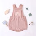 thumbnail image 2 of Baby Girls Sleeveless Jumpsuit, Knitted Romper Embroidered Rainbow Pattern Bodysuit, 2 of 7