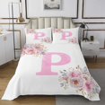 thumbnail image 1 of Erosebridal Ensembles de Courtepointe Initiales A-Z de Rêve pour Lit Simple, Ensemble de Lit Lettre Initiale P, Déco Rose Rose, 1 of 5
