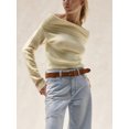 thumbnail image 2 of Faithtur Women's Spring Autumn Knit Tops Solid Color Long Sleeve Off Shoulder Slim Knitwear, 2 of 9