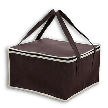 MYG 14 Inch Insulated Bag for Food Delivery & Grocery Shopping with Zippered Top, Brown (1 pack)