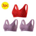 thumbnail image 2 of AherBiu 3pc Plus Size Bras for Women Front Closure Full Coverage Comfort Bralettes Push up Wireless Lingerie, 2 of 5