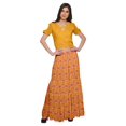 thumbnail image 1 of Moomaya Printed Two Piece Flared Skirt And Crop Top Rayon Ethnic Set For Girls, 1 of 6