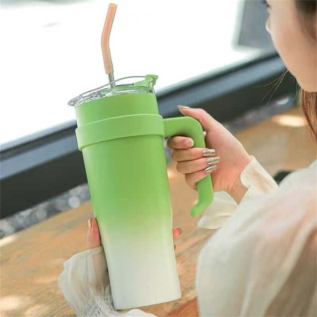 RKSTN Water Bottles Grande Capacité 40oz Tasse de Poignée, Tasse d'Isolation en Acier Inoxydable, Isolation Froide Poignée de Paille Montée sous Vide Voiture, Voiture Tasses de Tasse d'Eau pour les Boissons Froides de l'Eau, Sport, École