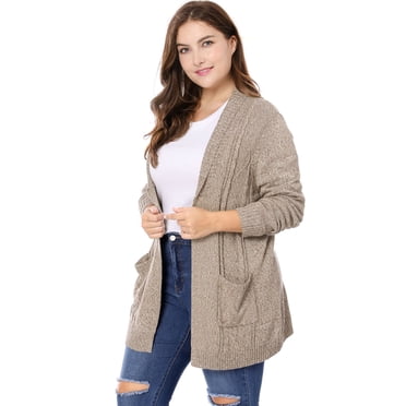 GRACE & GRANDEUR Cardigan Chandail à Manches Longues pour Femmes Grande Taille