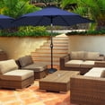 thumbnail image 1 of Costway Parasol de Marché pour Patio 10 Pieds à DEL Solaires, Ombrage, Inclinaison Réglable, Manivelle, Bleu Marine, 1 of 10