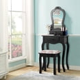 thumbnail image 4 of Patiojoy Coiffeuse Miroir Table de Maquillage Style Simple Coiffeuse avec Banc Coussiné Noir, 4 of 8