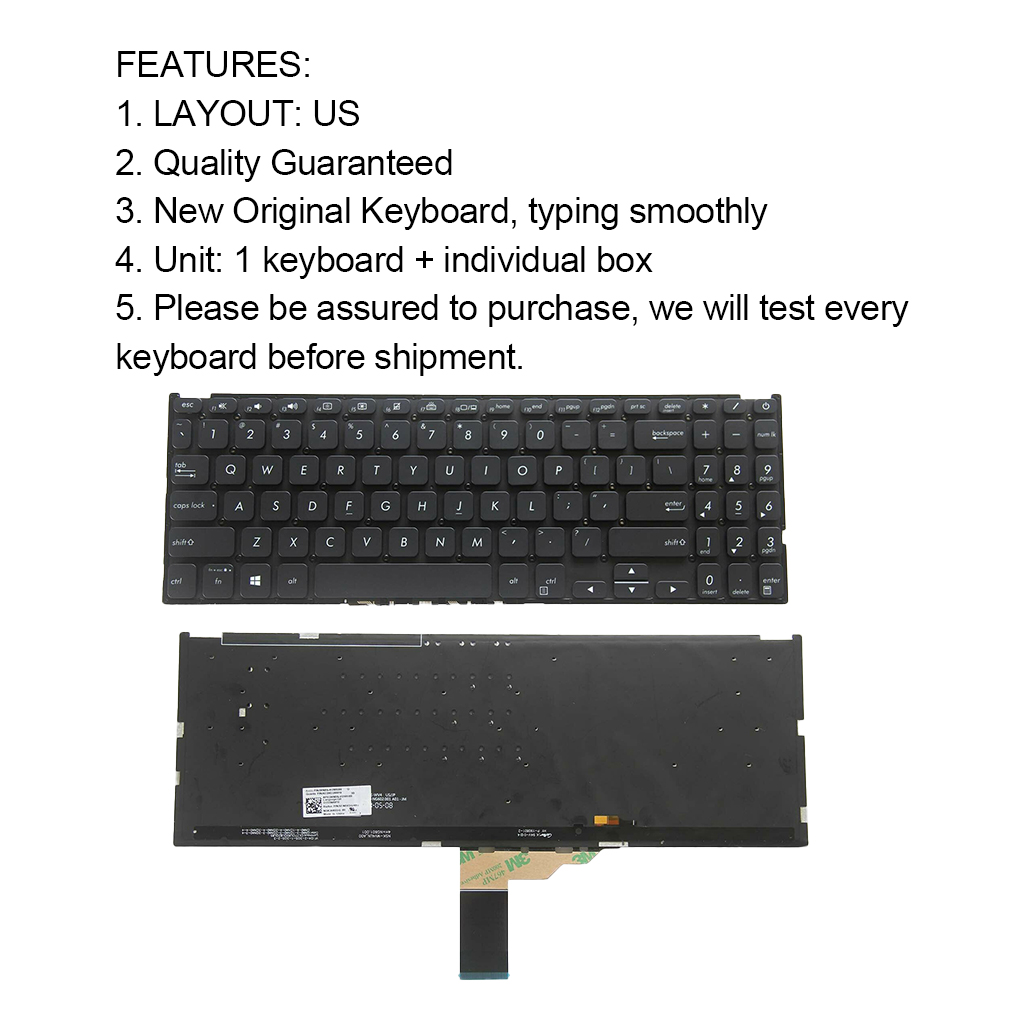 weekgood Clavier de Remplacement pour Ordinateur Portable pour ASUS Vivobook X512, Noir